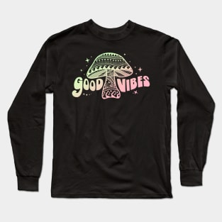 Iridescent Boho Good Vibes Mushroom Long Sleeve T-Shirt